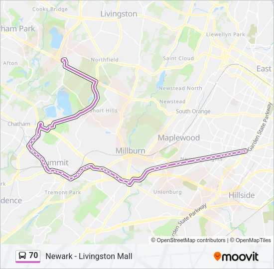 70 Bus Line Map