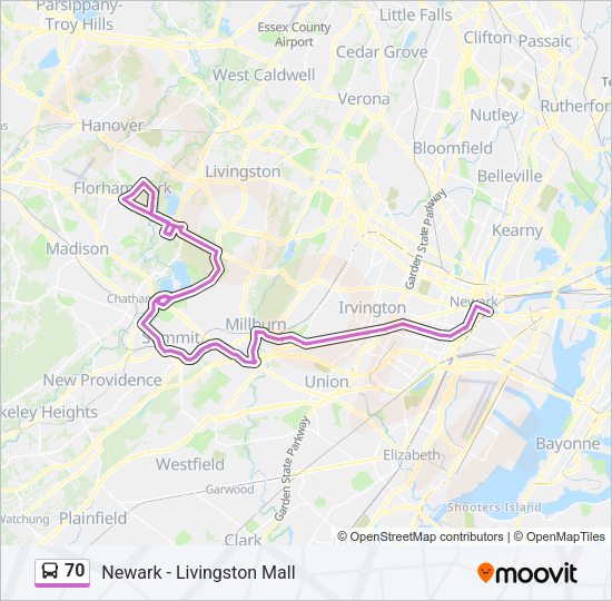 70 Route Schedules, Stops & Maps Florham Park (Updated)