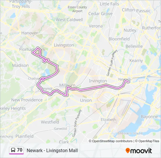 70 Bus Line Map