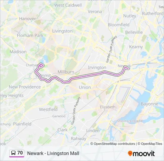 70 Bus Line Map