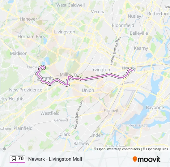 70 Bus Line Map