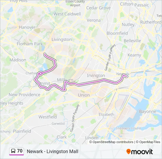 70 Bus Line Map