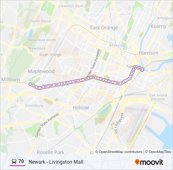 70 bus Line Map