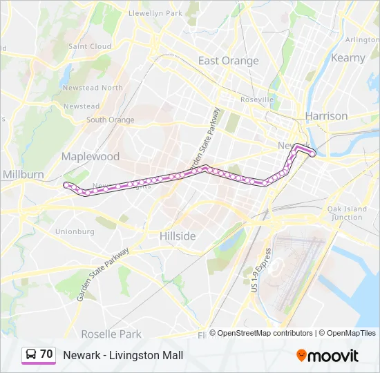 70 Bus Line Map