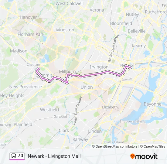 70 Bus Line Map