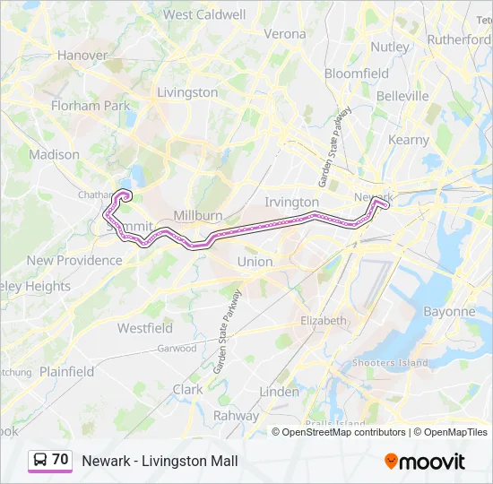 70 Bus Line Map