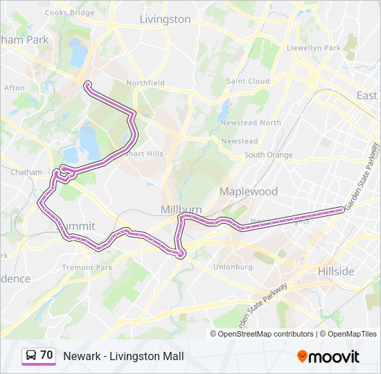 70 Bus Line Map