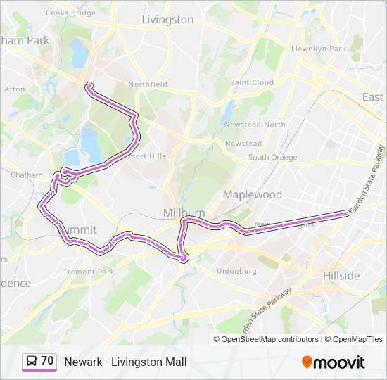 70 Bus Line Map