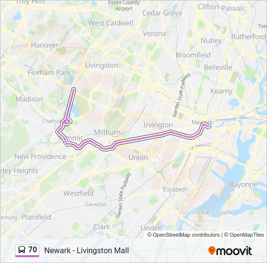 70 Bus Line Map
