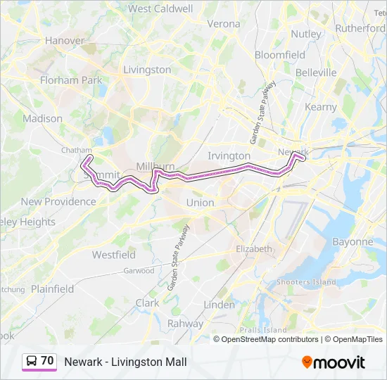 70 Bus Line Map