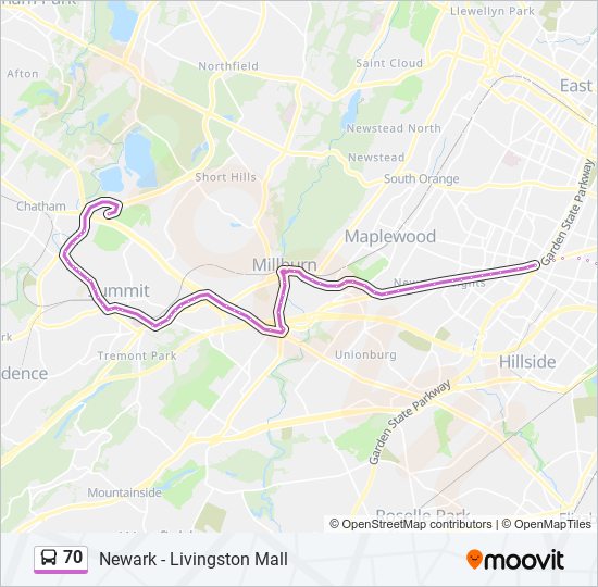 70 Route: Schedules, Stops & Maps - Short Hills Mall (Updated)