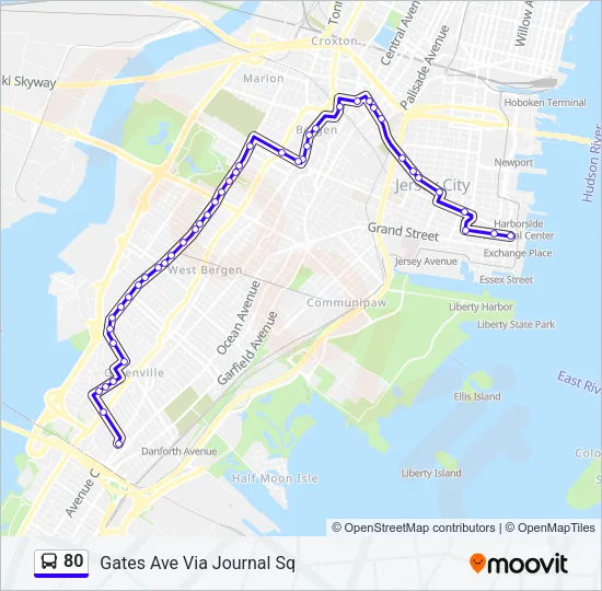 80 Bus Line Map