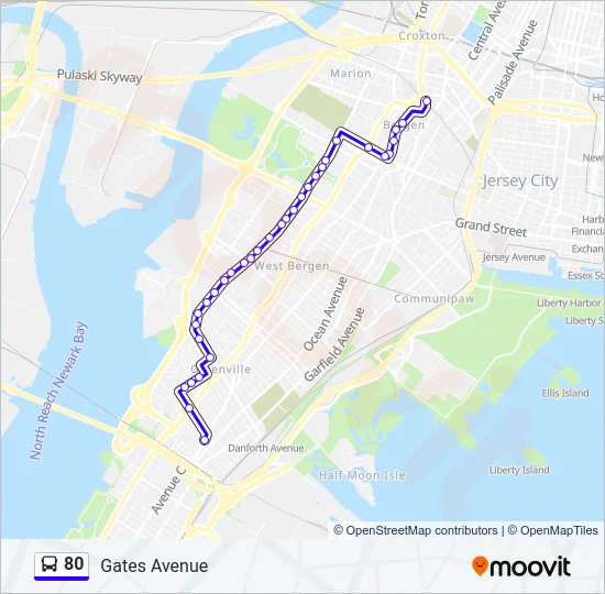80 Bus Line Map