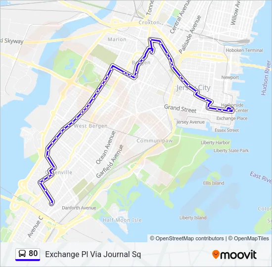 80 Bus Line Map