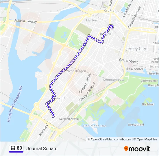 80 Bus Line Map