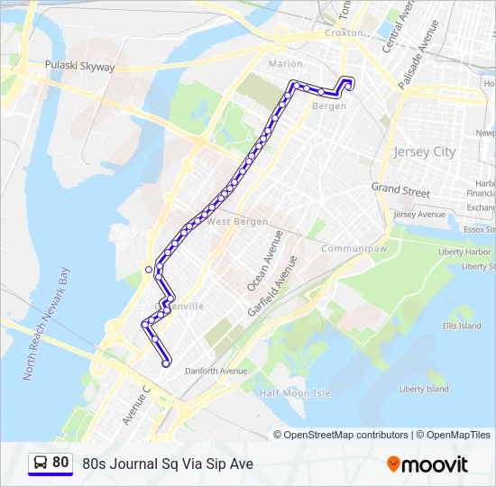 80 Bus Line Map