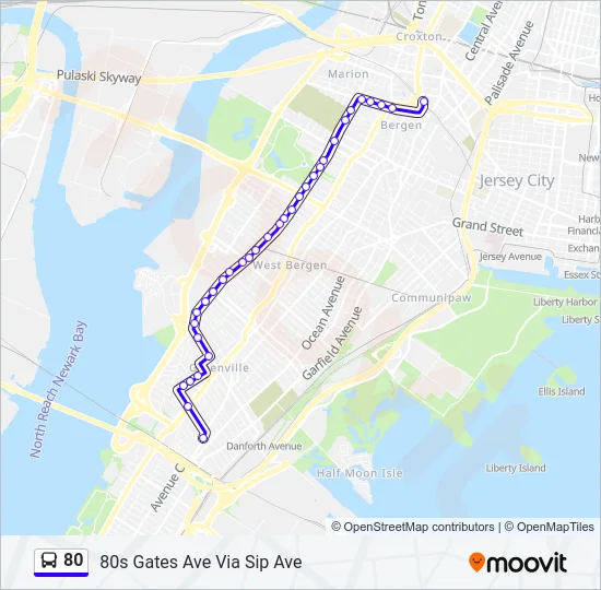 80 Bus Line Map