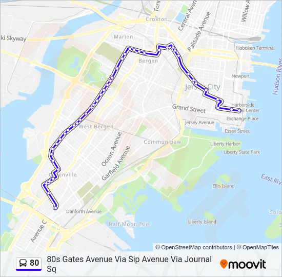 80 Bus Line Map
