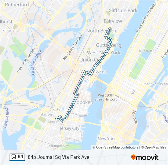 84 Route: Schedules, Stops & Maps - 84p Journal Sq Via Park Ave (Updated)