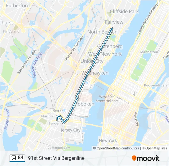 84 Bus Line Map