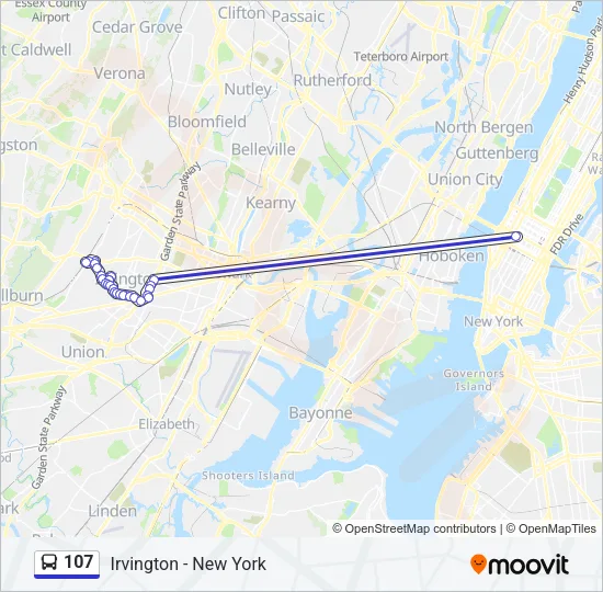 107 Bus Line Map