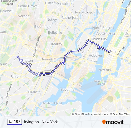 107 Bus Line Map