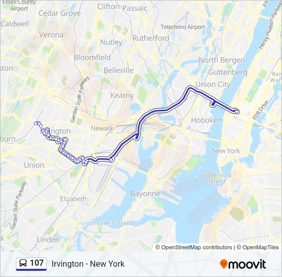 107 Bus Line Map
