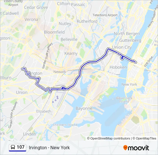 107 Bus Line Map