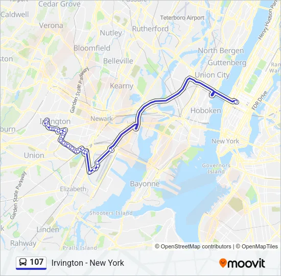 107 Bus Line Map