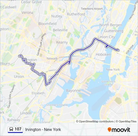 107 Bus Line Map