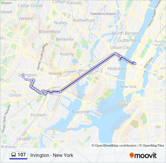 107 Bus Line Map