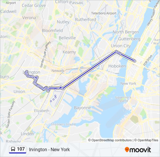 Mapa de 107 de autobús