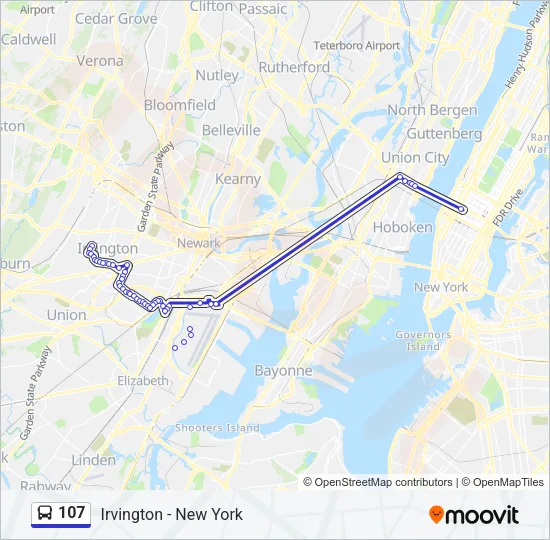 107 Bus Line Map