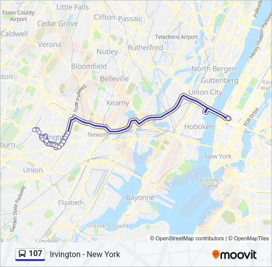 107 Bus Line Map