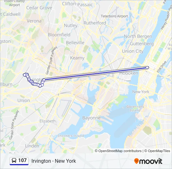 107 Bus Line Map