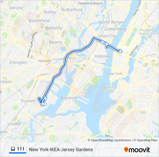 111 Bus Line Map