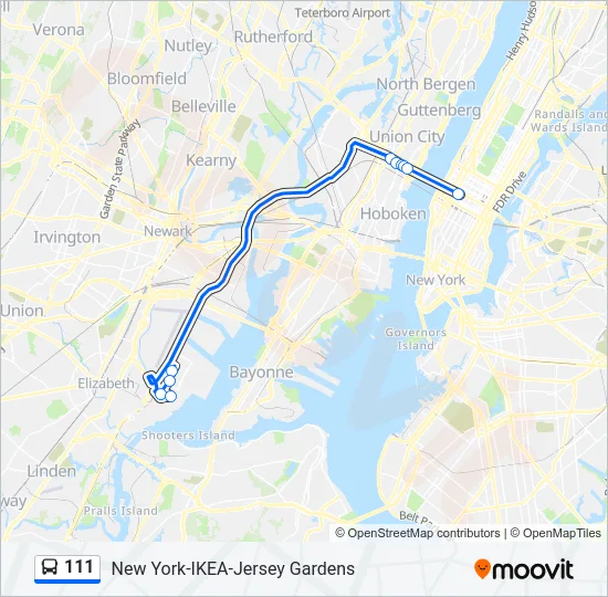 111 Bus Line Map
