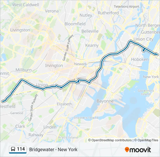 114 Bus Line Map