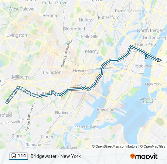 114 Bus Line Map