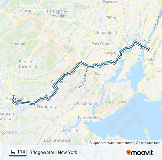 114 bus Line Map