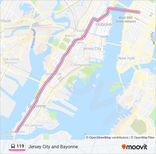 119 Route: Schedules, Stops & Maps - Jersey City and Bayonne (Updated)