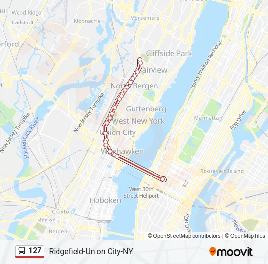 127 Bus Line Map