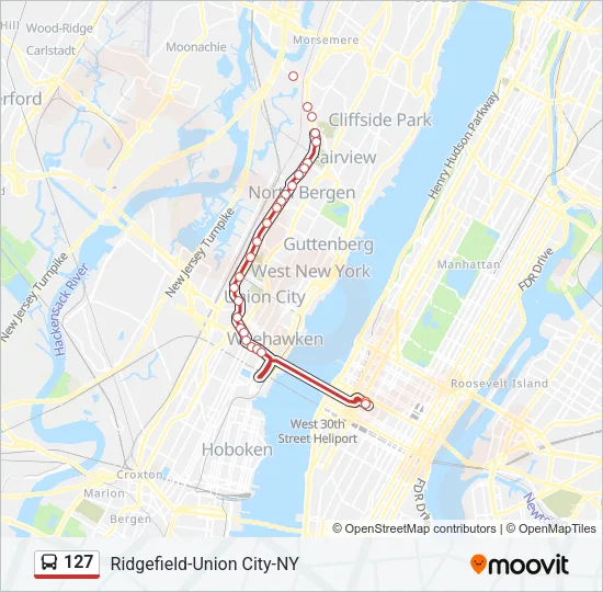 127 Bus Line Map