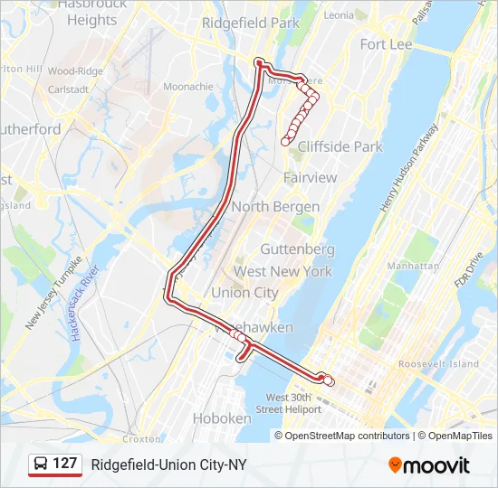 127 Bus Line Map