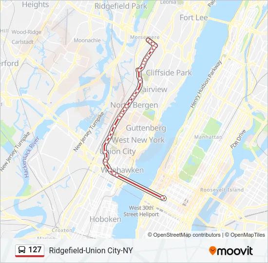 127 Bus Line Map