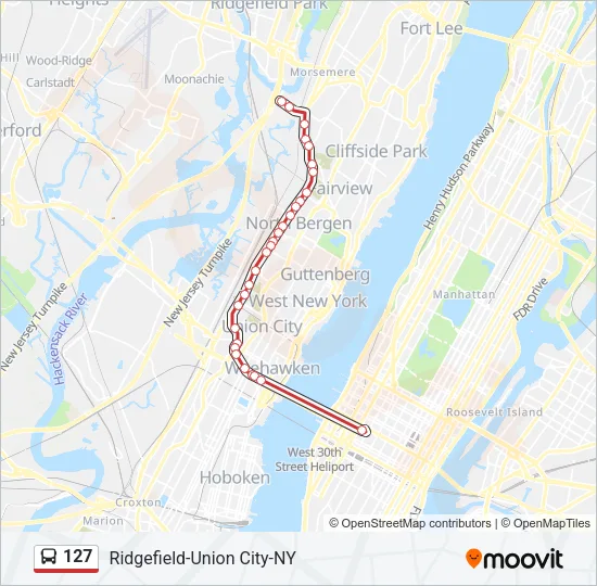 127 Bus Line Map