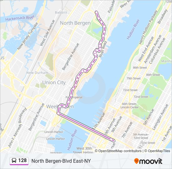 128 Route: Schedules, Stops & Maps - North Bergen Via Blvd East (Updated)