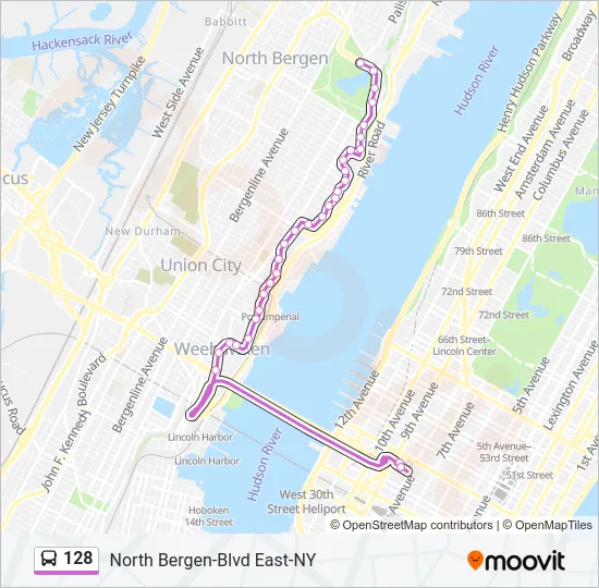 128 Bus Line Map