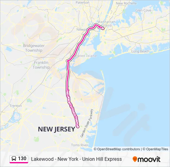 130 Route: Schedules, Stops & Maps - Un Hill Exp Lakewood Via Freehold