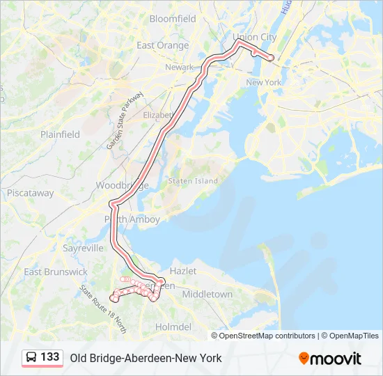 133 Bus Line Map